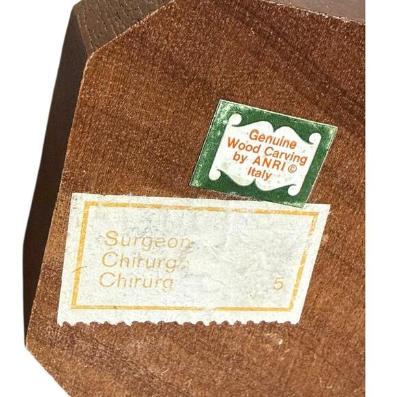 Vintage ANRI Figure Surgeon Cardiologist Wood Carving Handcrafted Italy Doctor - Picture 13 of 14